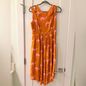 Orange Dress with Pink Camel Print